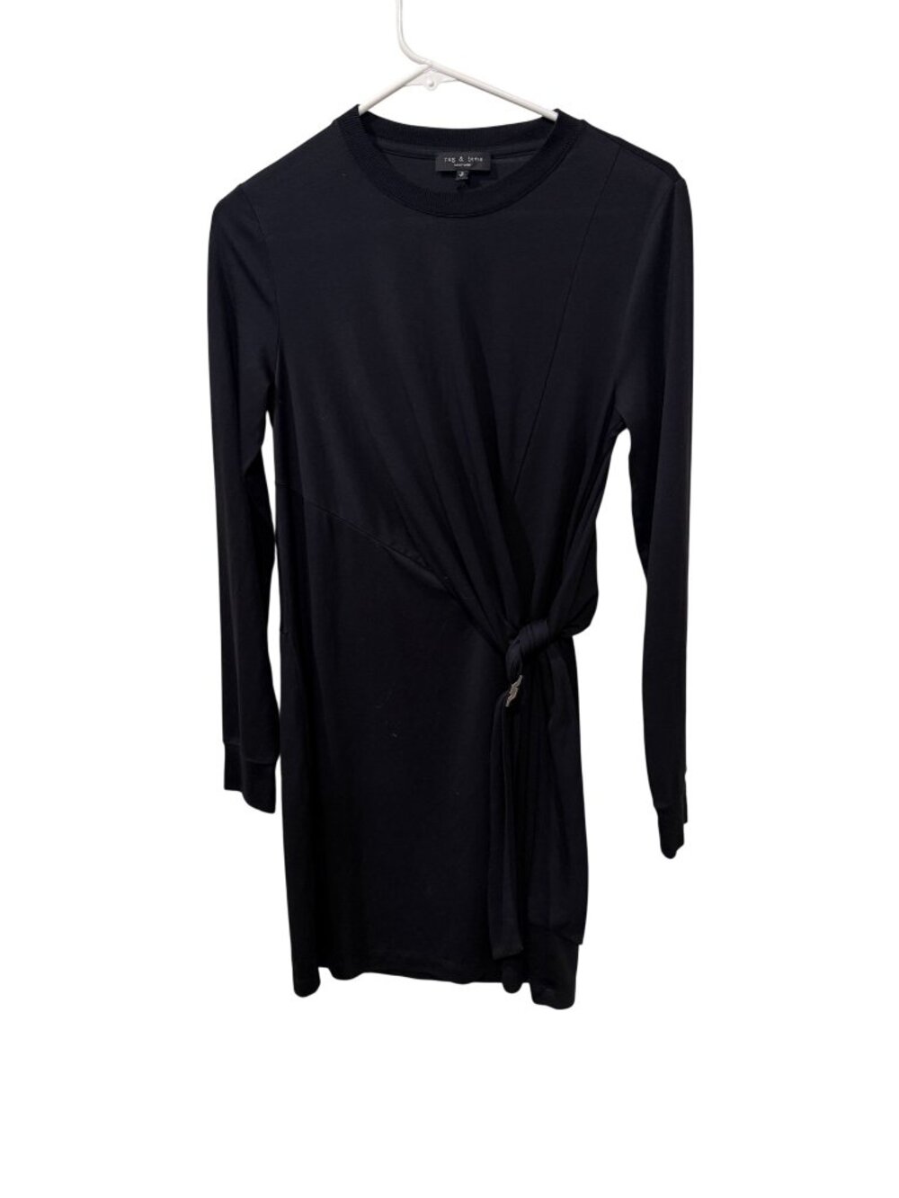 Rag & Bone Black Long Sleeve Draped Shaw  Dress Size S